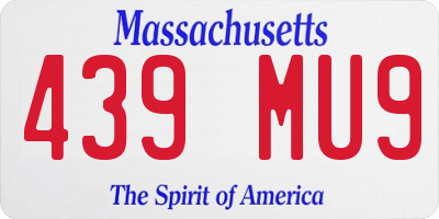 MA license plate 439MU9