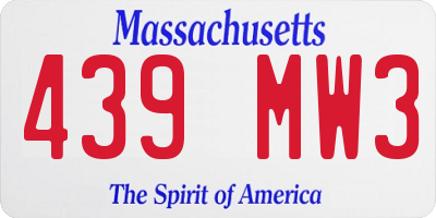 MA license plate 439MW3