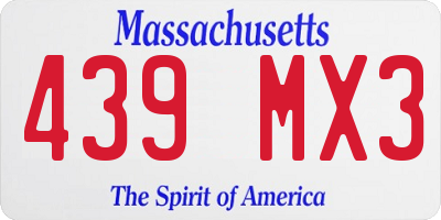 MA license plate 439MX3