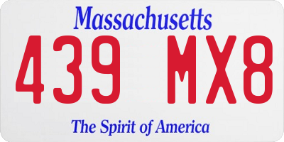 MA license plate 439MX8