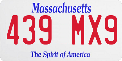 MA license plate 439MX9