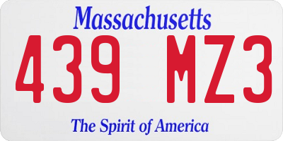 MA license plate 439MZ3