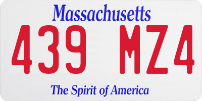 MA license plate 439MZ4