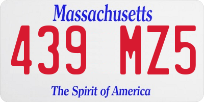 MA license plate 439MZ5