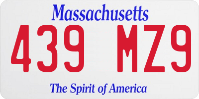 MA license plate 439MZ9