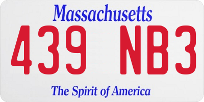 MA license plate 439NB3
