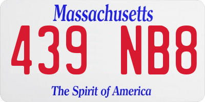 MA license plate 439NB8