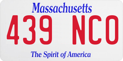 MA license plate 439NC0