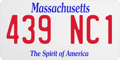 MA license plate 439NC1