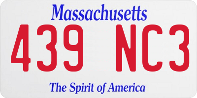 MA license plate 439NC3