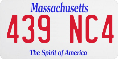 MA license plate 439NC4