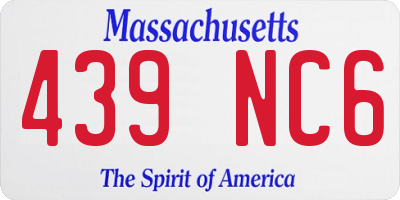 MA license plate 439NC6