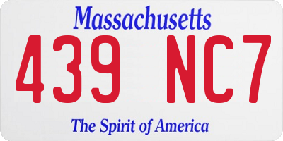 MA license plate 439NC7