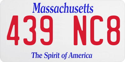 MA license plate 439NC8