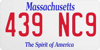 MA license plate 439NC9