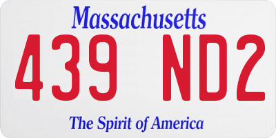 MA license plate 439ND2