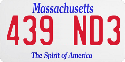 MA license plate 439ND3