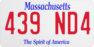 MA license plate 439ND4