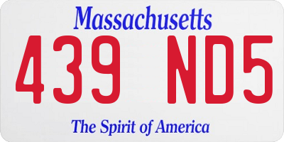 MA license plate 439ND5