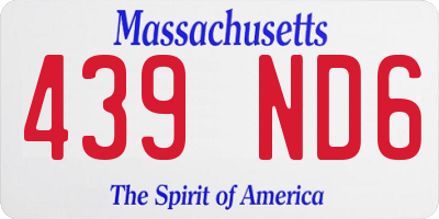 MA license plate 439ND6