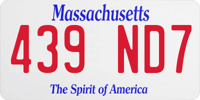 MA license plate 439ND7