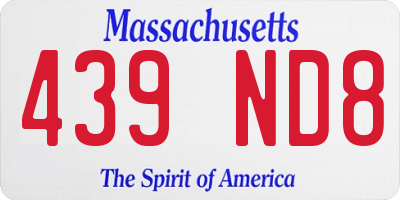 MA license plate 439ND8