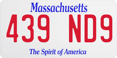 MA license plate 439ND9