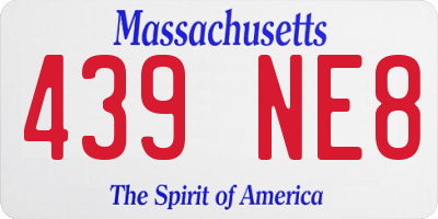 MA license plate 439NE8