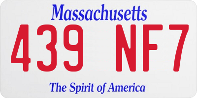 MA license plate 439NF7