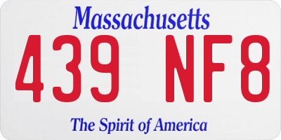 MA license plate 439NF8