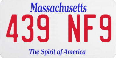 MA license plate 439NF9