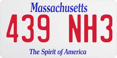 MA license plate 439NH3