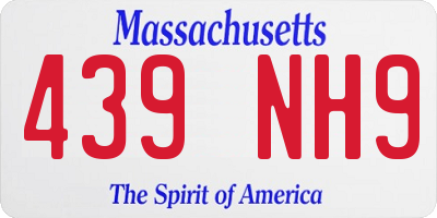 MA license plate 439NH9