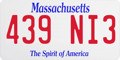 MA license plate 439NI3