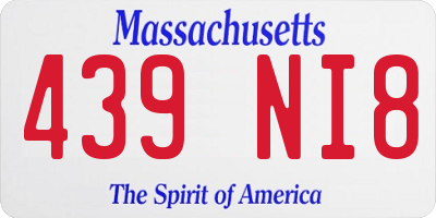 MA license plate 439NI8