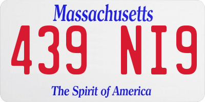 MA license plate 439NI9