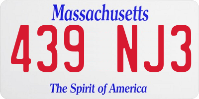 MA license plate 439NJ3