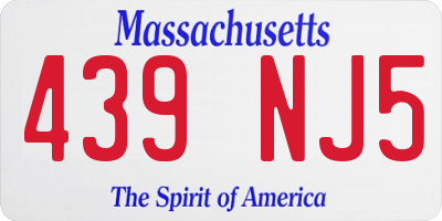 MA license plate 439NJ5
