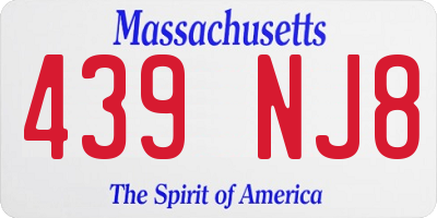MA license plate 439NJ8
