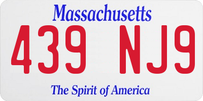 MA license plate 439NJ9