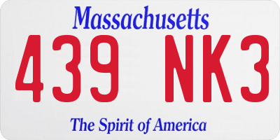 MA license plate 439NK3