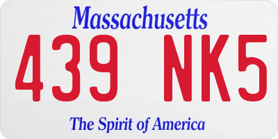 MA license plate 439NK5