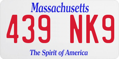 MA license plate 439NK9