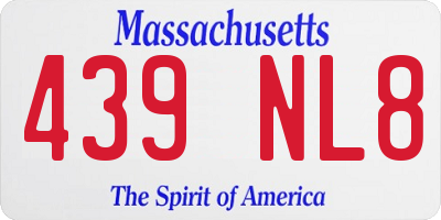 MA license plate 439NL8