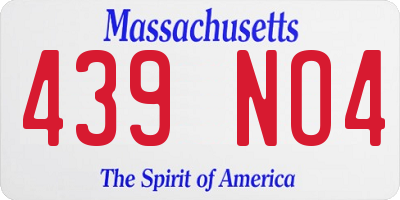 MA license plate 439NO4