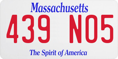 MA license plate 439NO5