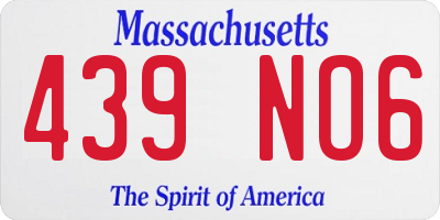 MA license plate 439NO6