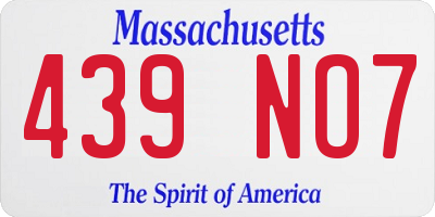 MA license plate 439NO7