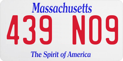 MA license plate 439NO9