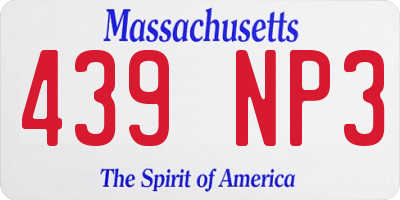 MA license plate 439NP3